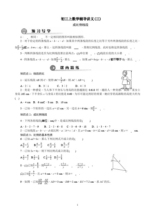 初三上数学辅导讲义第3讲
