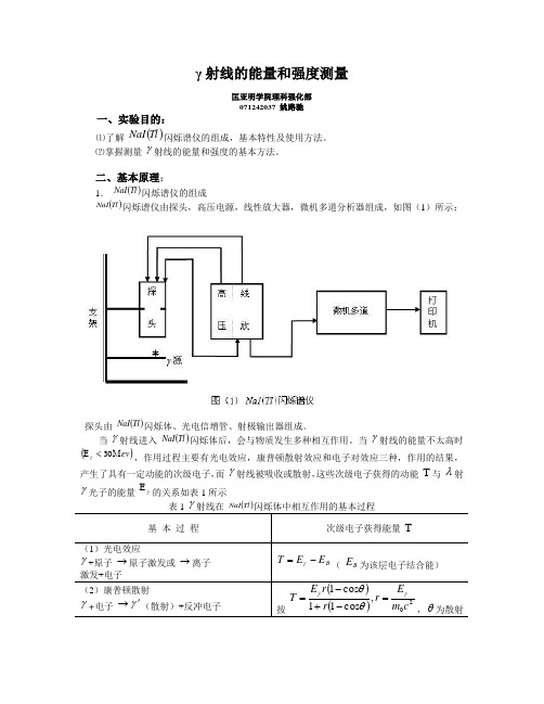 γ射线的能量和强度测量