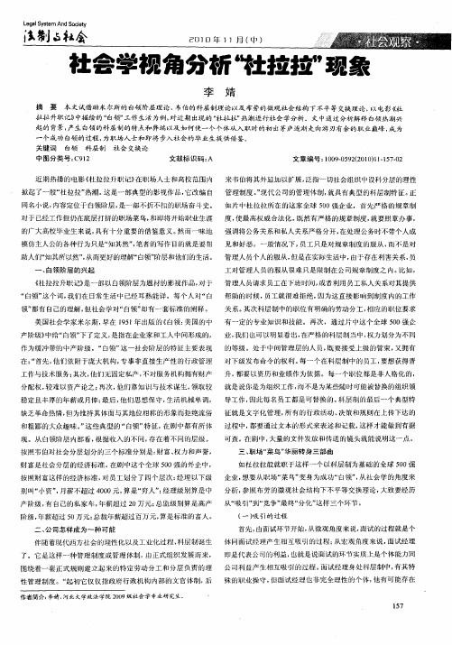 社会学视角分析“杜拉拉”现象