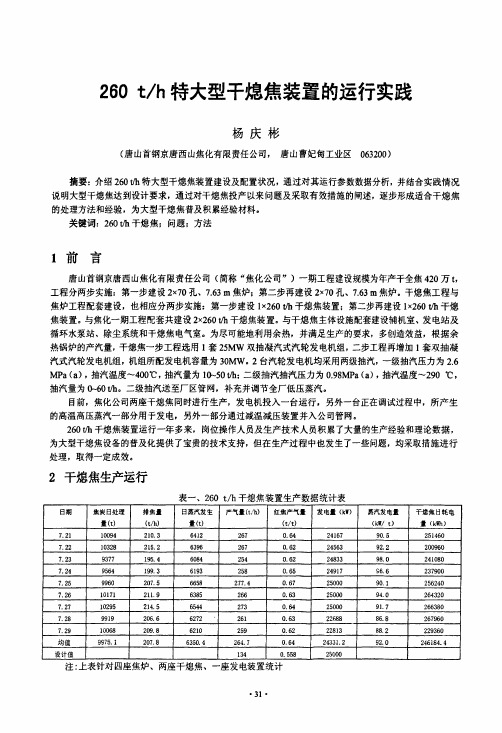 260+t-h特大型干熄焦装置的运行实践