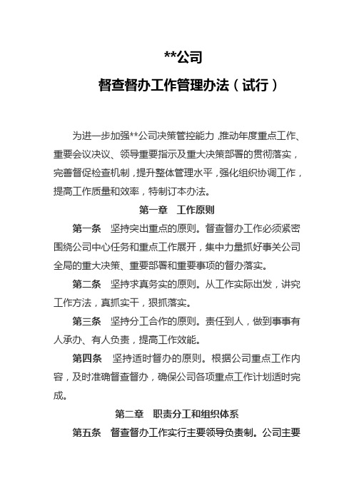 督查督办管理办法(试行)