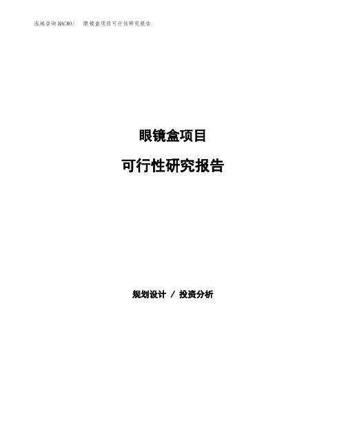 眼镜盒项目可行性研究报告(可编辑)