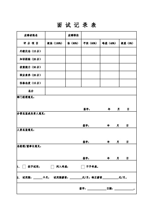 面试记录表(标准版)