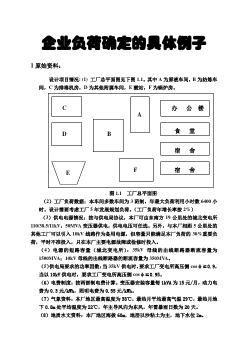 企业负荷确定的具体例子