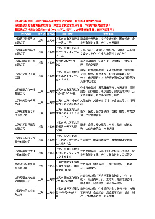 新版上海市市场调研翻译工商企业公司商家名录名单联系方式大全32家