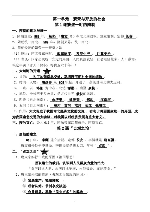 6年级历史复习提纲