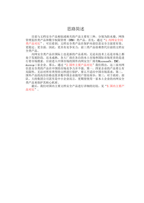 同类产品对比表