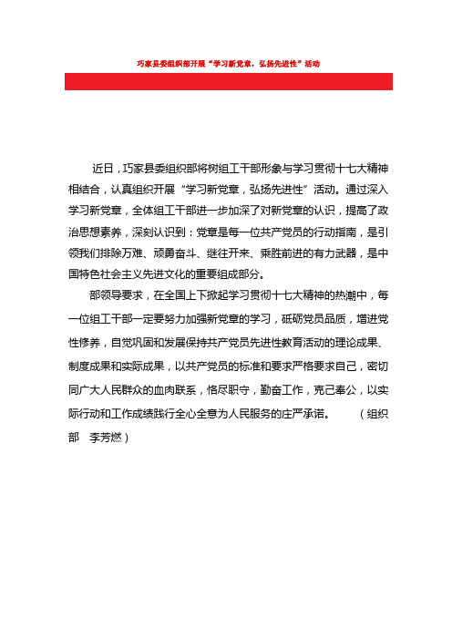 开展“学习新党章,弘扬先进性”活动