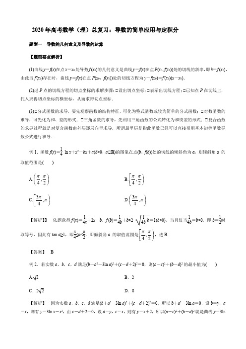 2020年高考数学(理)总复习：导数的简单应用与定积分(解析版)