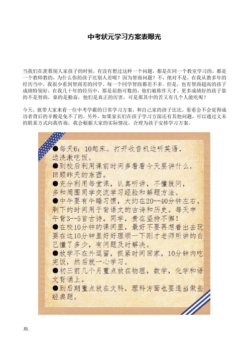 完整版100教育：中考状元学习计划表曝光.docx
