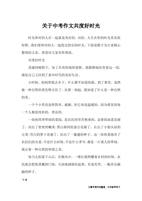 关于中考作文共度好时光_初中作文