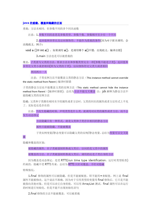 重载覆盖和隐藏总结