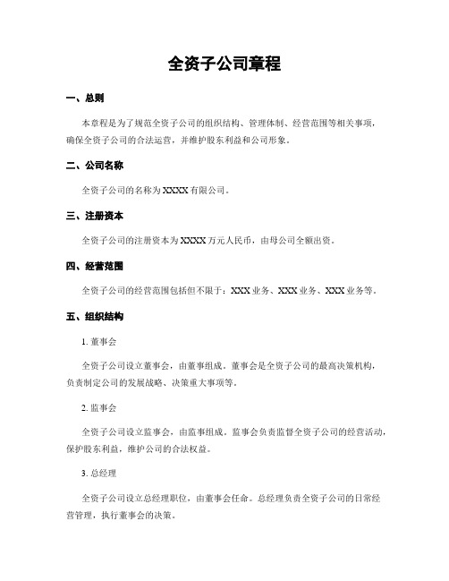 全资子公司章程
