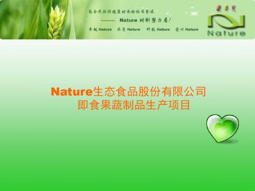 最新2019-Nature生态食品股份有限公司即食果蔬制品生产项目策划方案-PPT课件