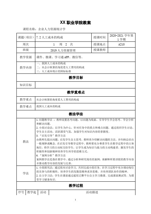 7.2人工成本的构成(教案)