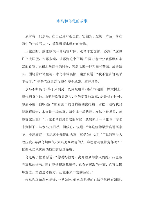 水鸟和乌龟的故事
