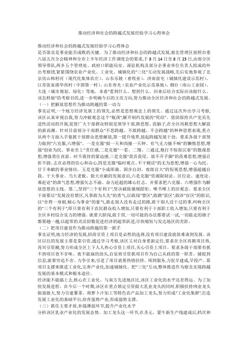 推动经济和社会的跨越式发展经验学习心得体会