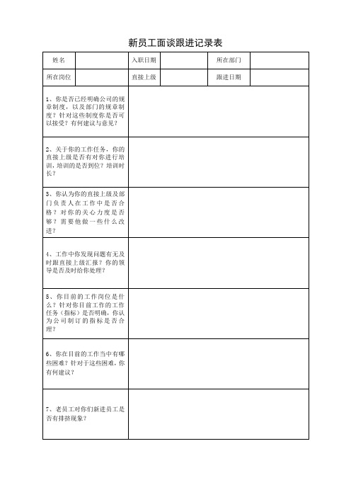 新员工面谈跟进记录表