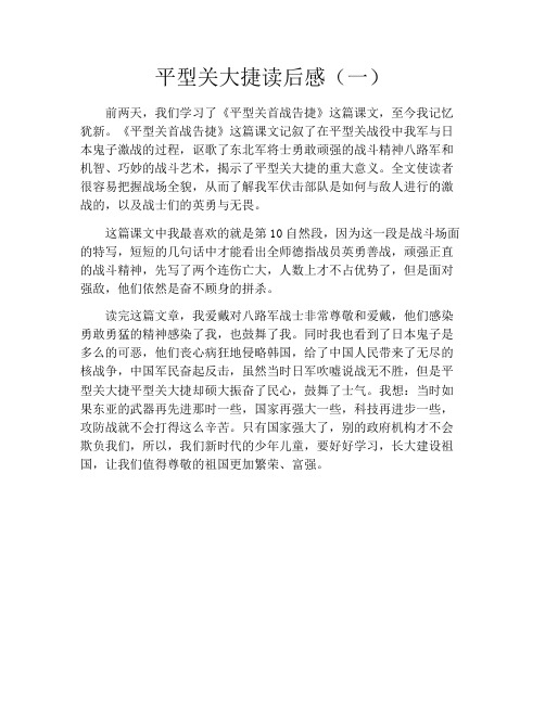 平型关大捷读后感(一)