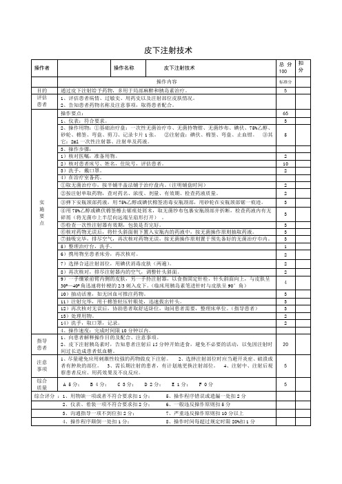 皮下注射技术标准