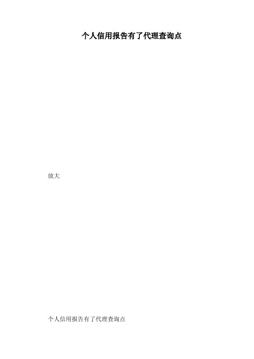 个人信用报告有了代理查询点