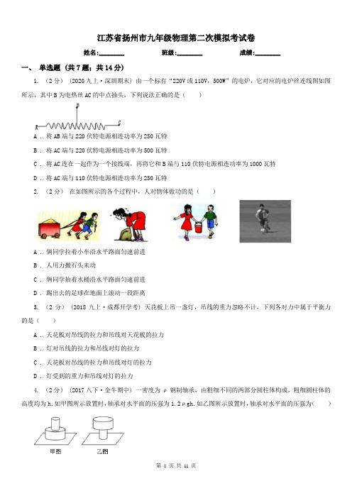 江苏省扬州市九年级物理第二次模拟考试卷