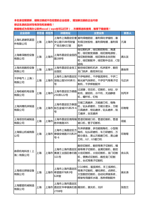 2020新版上海市切削电动工具工商企业公司名录名单黄页联系方式大全176家