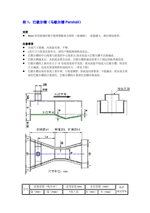 巴歇尔槽尺寸