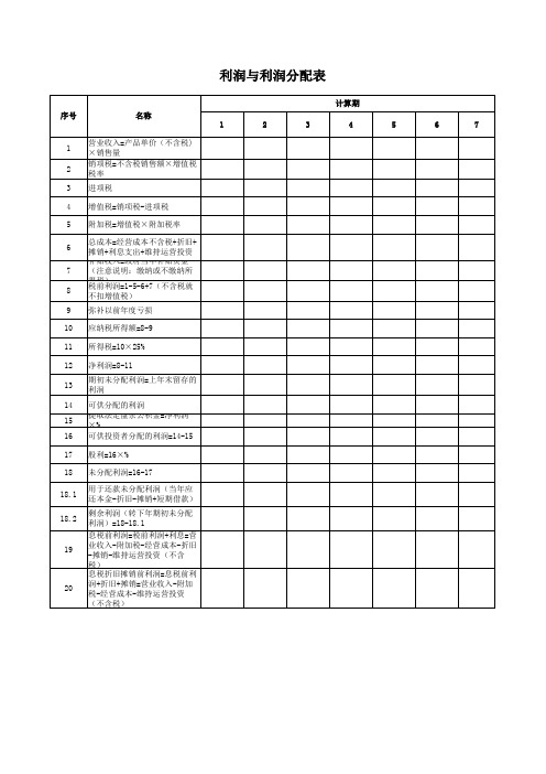 财务评价三张表【完整】