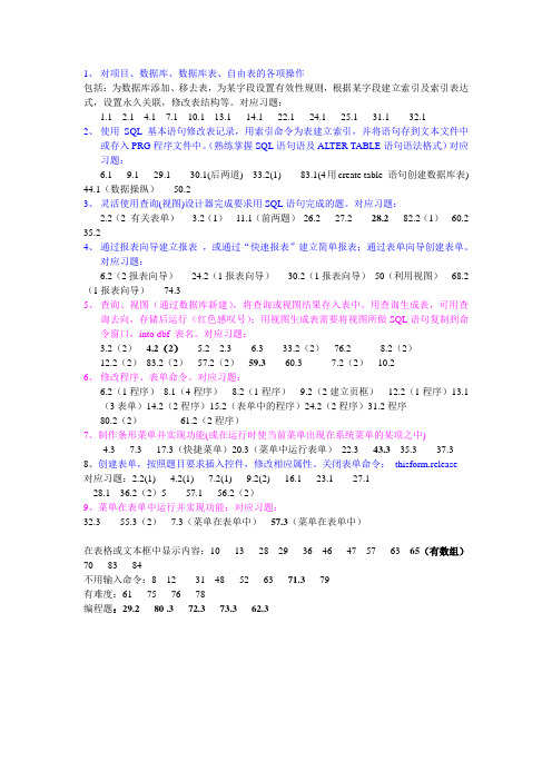 国家计算机VF二级上机常见题型
