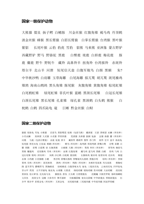 国家一级保护动物