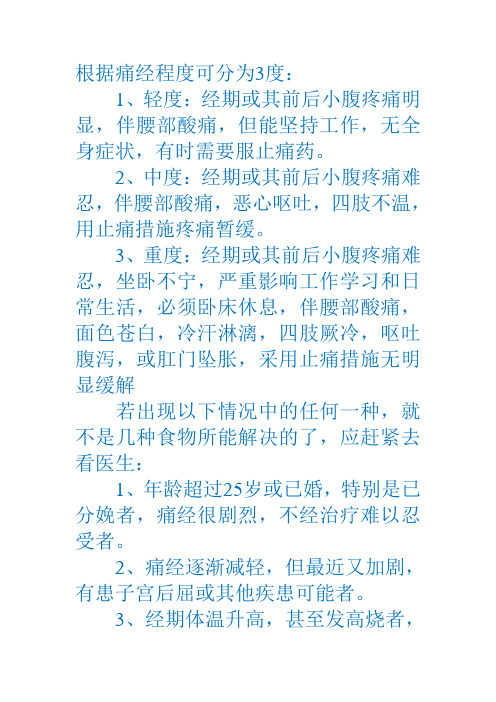 痛经程  度划分
