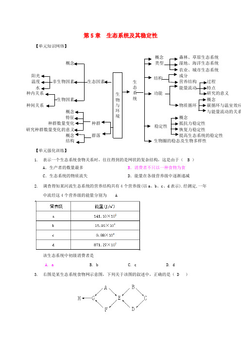 高考生物一轮复习 第5章 生态系统及其稳定性精品复习学案 必修3