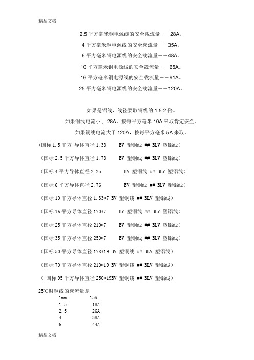 165686_国标电线电缆电流平方数的简单计算上课讲义