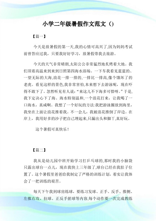 小学二年级暑假作文例文(300字).doc