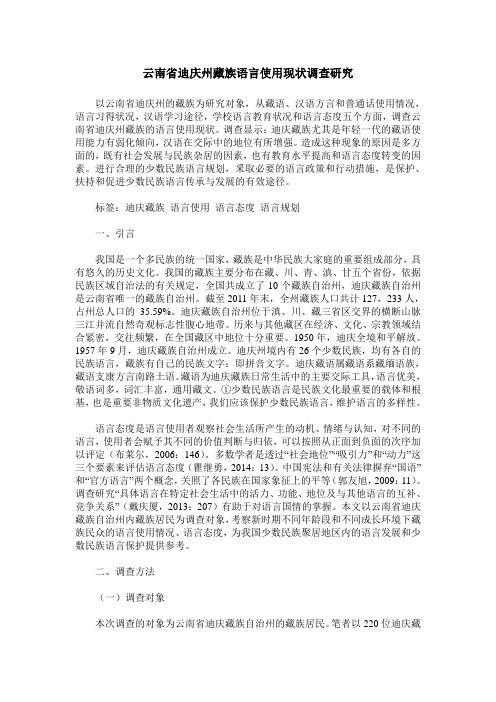 云南省迪庆州藏族语言使用现状调查研究