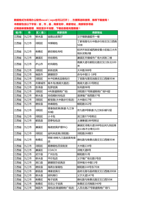 2020新版江西省九江市箱包工商企业公司商家名录名单黄页联系电话号码地址大全97家