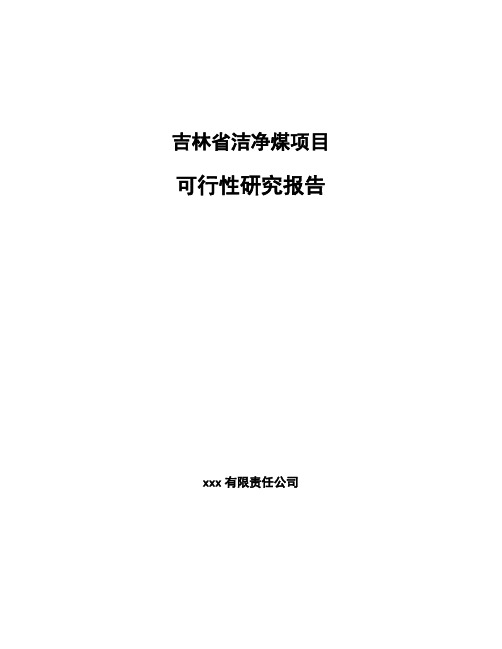 吉林省洁净煤项目可行性研究报告