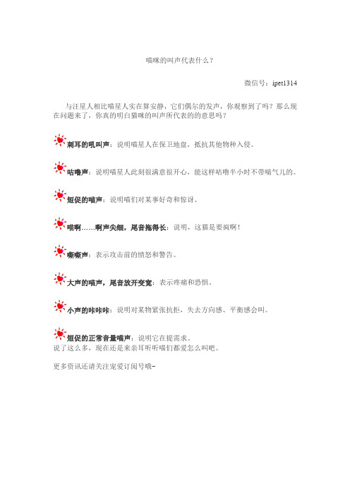 喵咪的叫声代表什么？