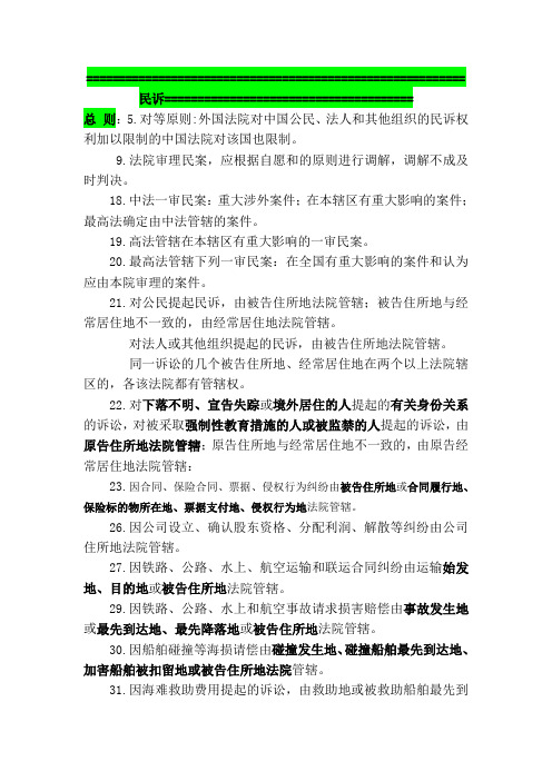 司考法条记忆精华版-民诉总则