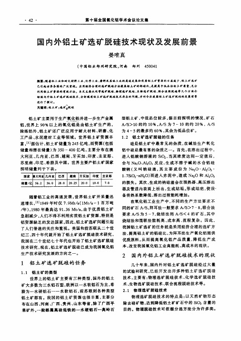 国内外铝土矿选矿脱硅技术现状及发展前景