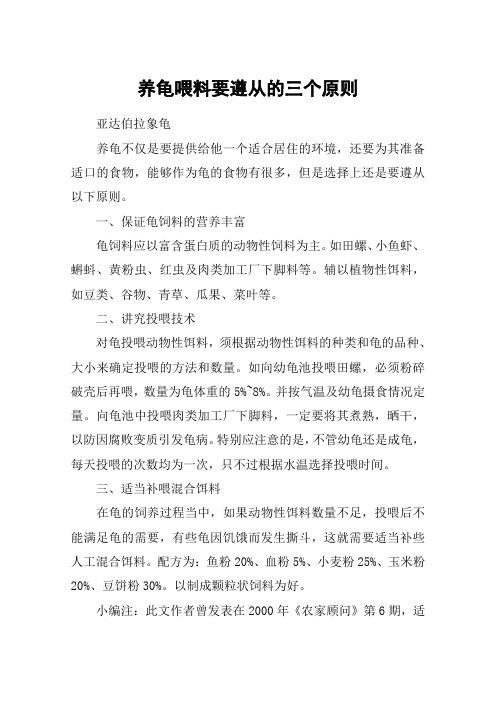 养龟喂料要遵从的三个原则