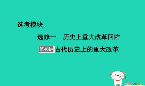 (通用版)河北省衡水市2019届高考历史大一轮复习选考部分第46讲古代历史上的重大改革课件