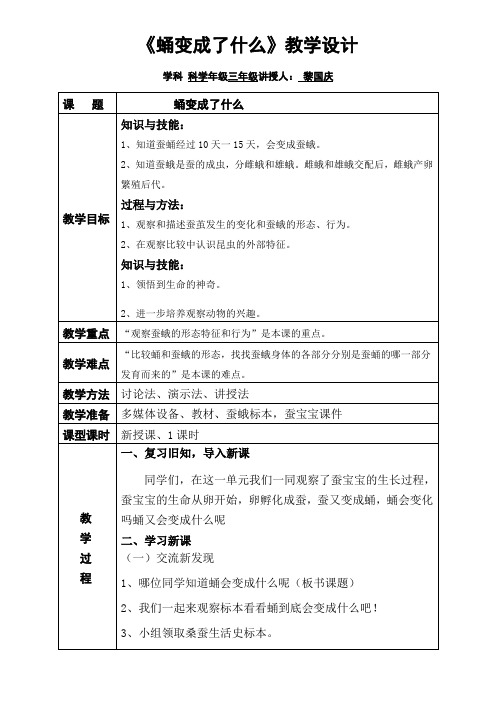 三年级科学教案-小学科学三年级下册蛹变成了什么 (1)