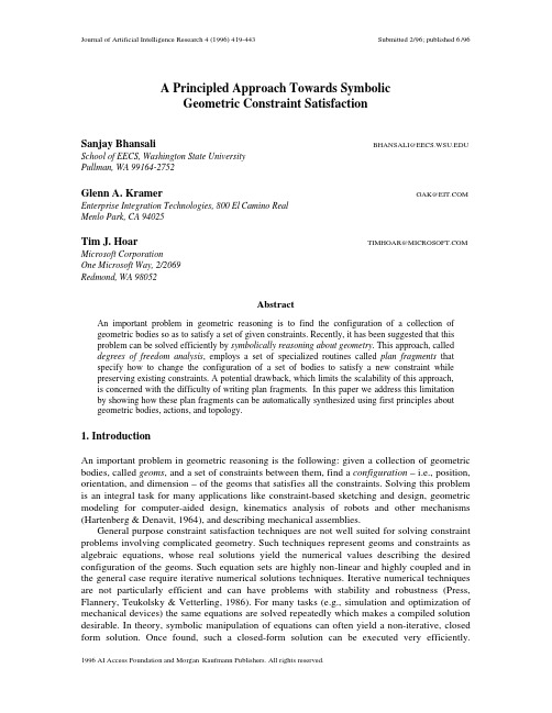 A principled approach toward symbolic geometric constraint satisfaction