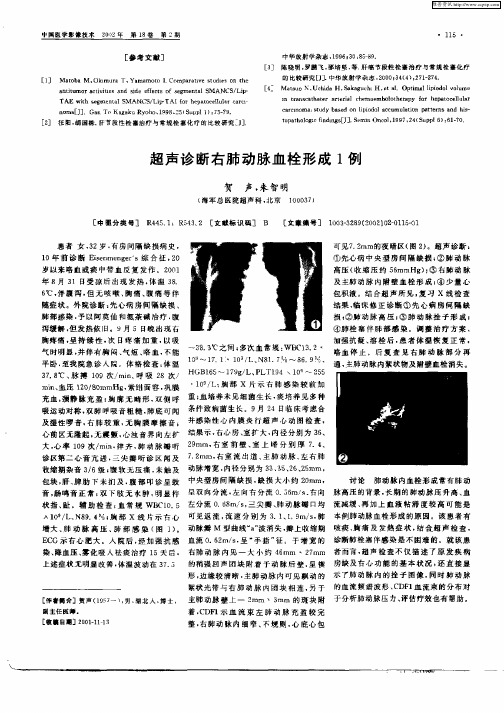 超声诊断右肺动脉血栓形成1例