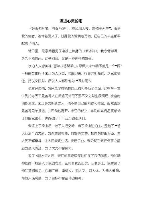 初三作文：洒进心灵的雨作文600字
