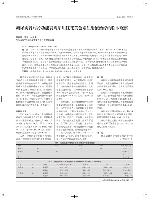 糖尿病肾病肾功能衰竭采用红花黄色素注射液治疗的临床观察