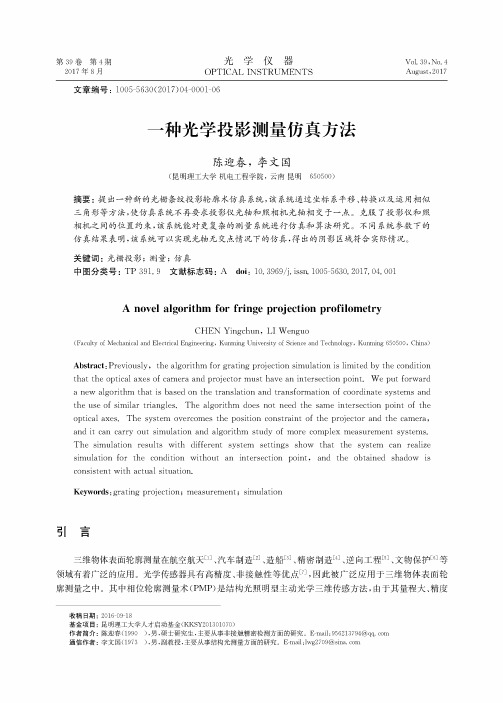 一种光学投影测量仿真方法