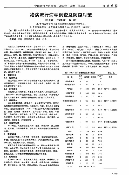猪病流行病学调查及防控对策
